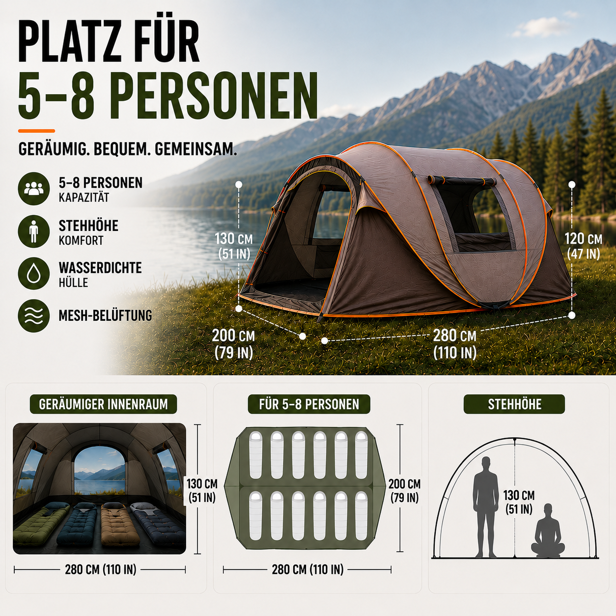 Nordspur | Shelvoo Automatisches Pop-Up-Familienzelt