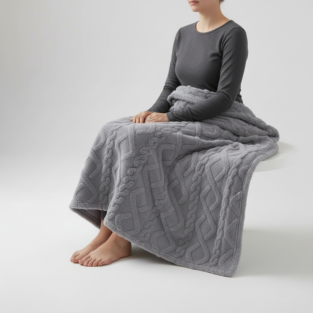 Leichte Korallenfleece-Decke mit Jacquard-Textur tragbar