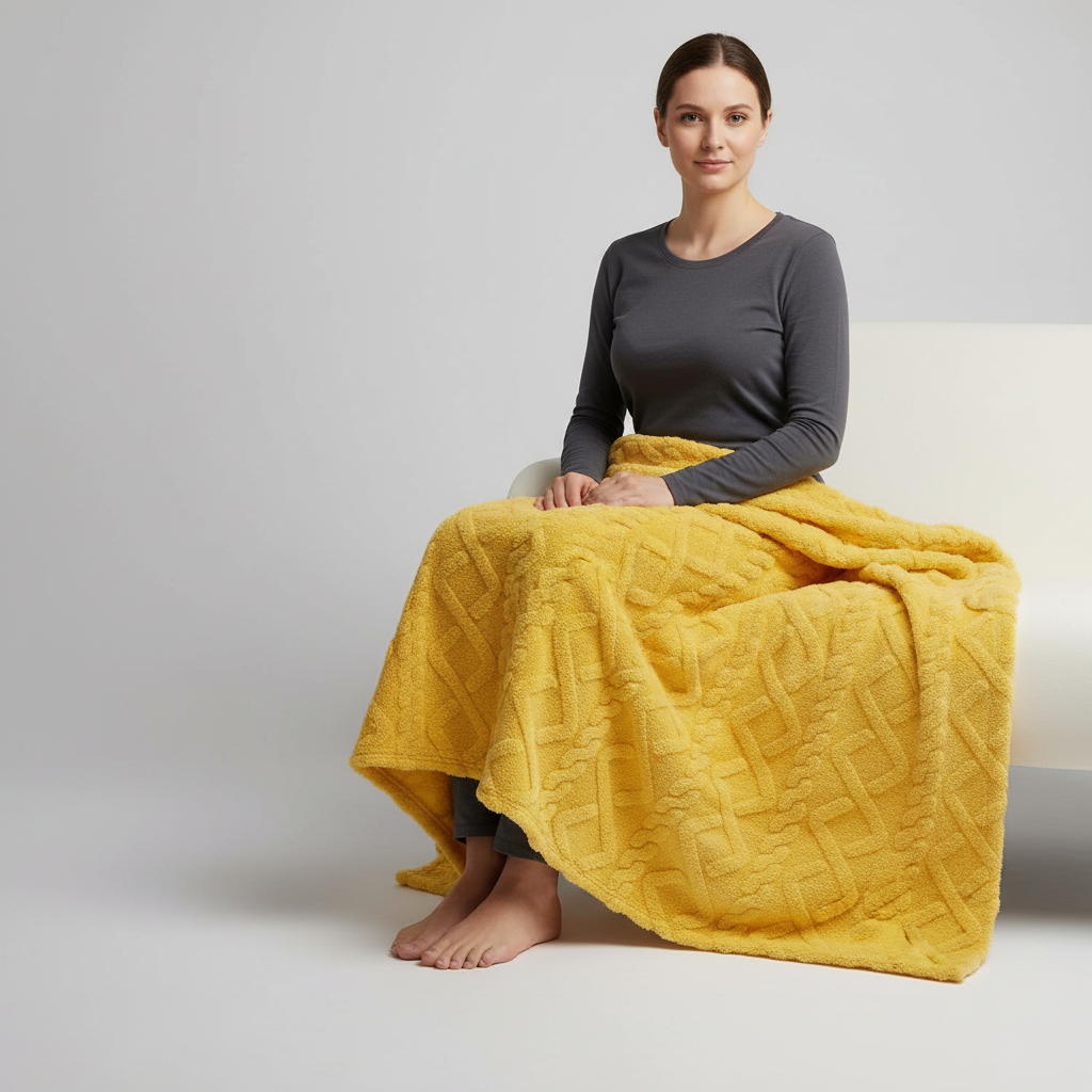 Leichte Korallenfleece-Decke mit Jacquard-Textur tragbar