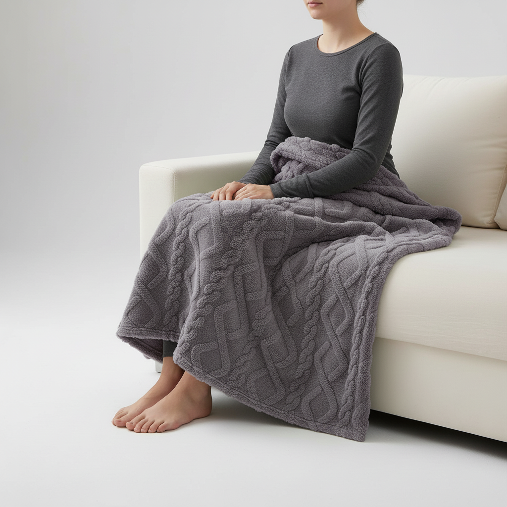Leichte Korallenfleece-Decke mit Jacquard-Textur tragbar