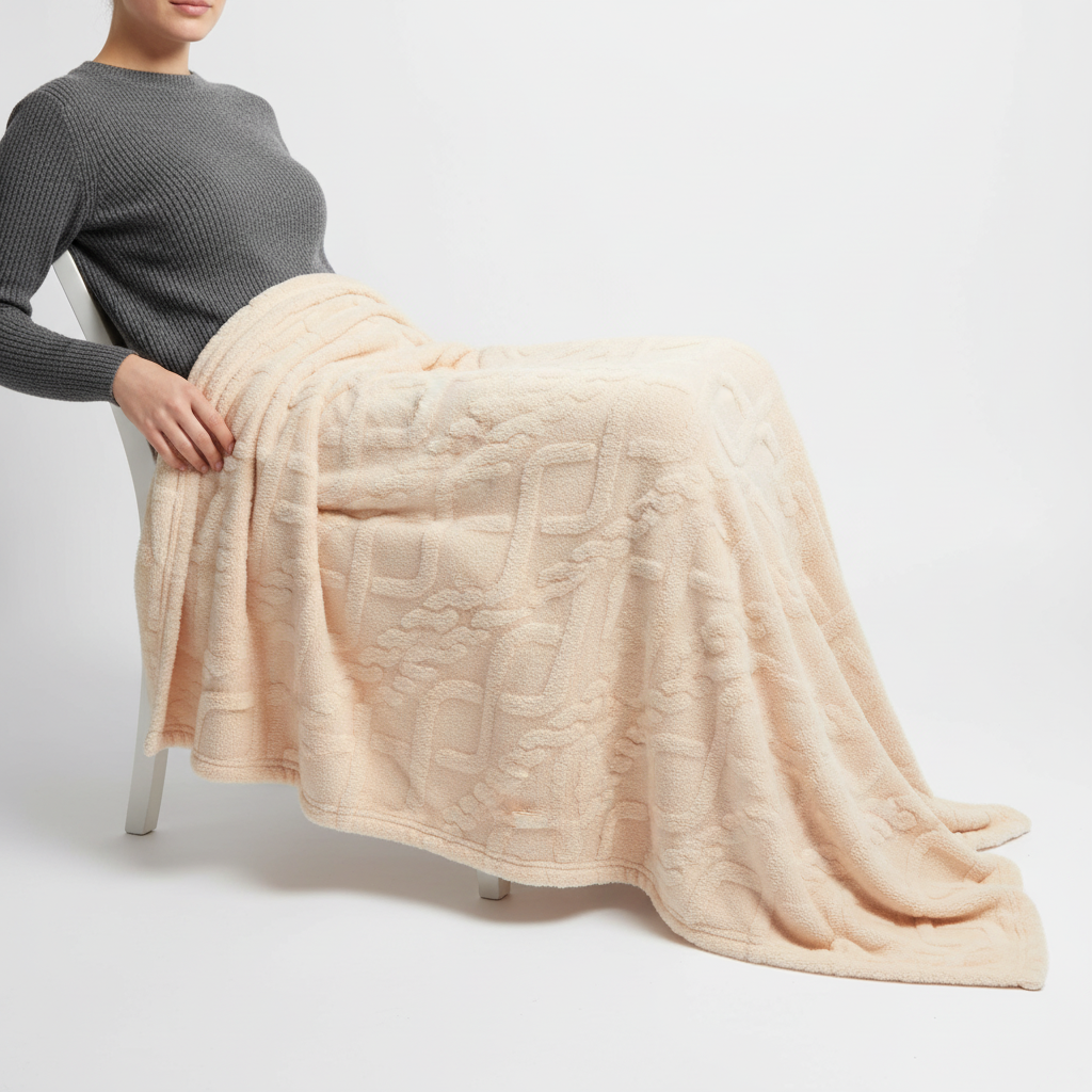 Leichte Korallenfleece-Decke mit Jacquard-Textur tragbar