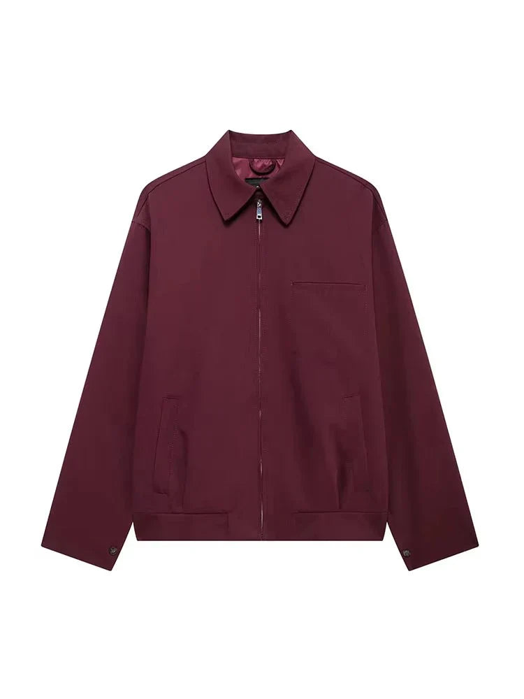 Damen zweiteiliges Set Oversize-Jacke Reißverschluss plissierter Minirock