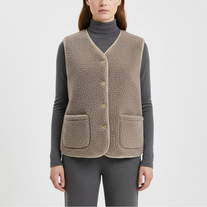 Teddy Jacken Fleece-Weste ärmellos gemütlich warm gestrickt