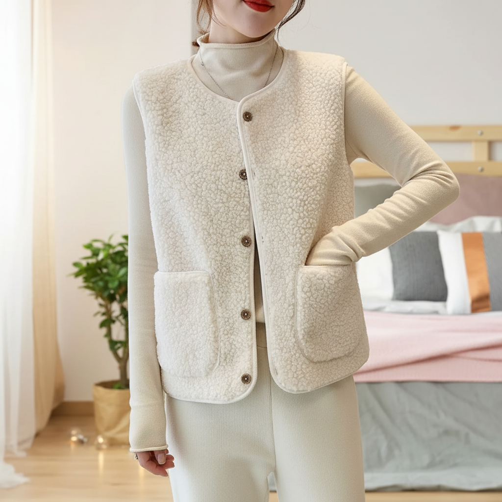 Teddy Jacken Fleece-Weste ärmellos gemütlich warm gestrickt