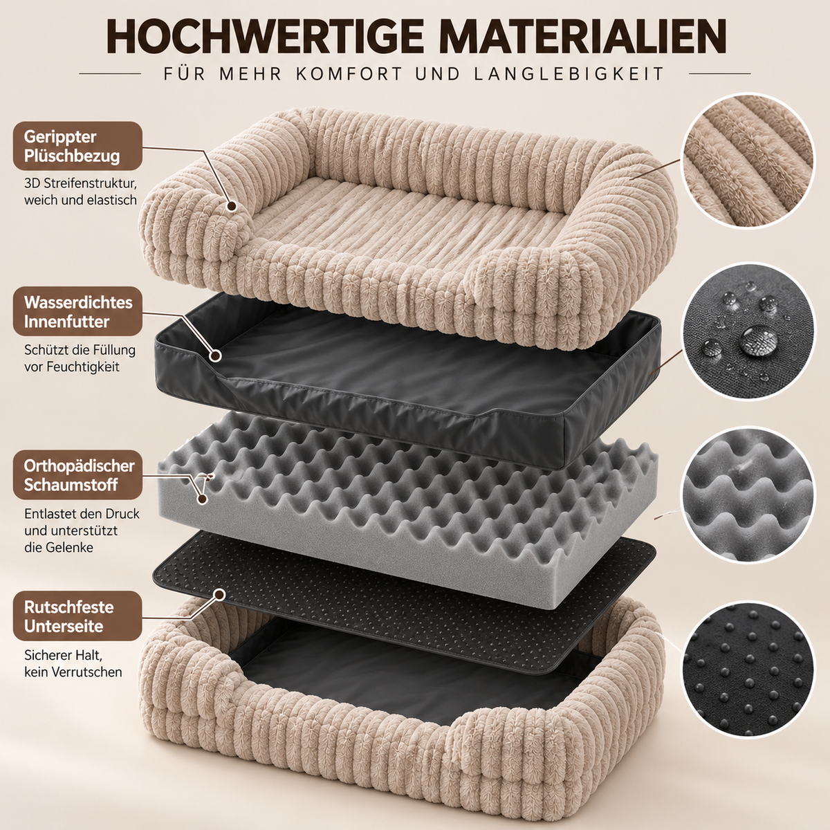 Nordspur | Slumbrex Hundebett im Sofa-Stil mit PP-Baumwoll-Füllung