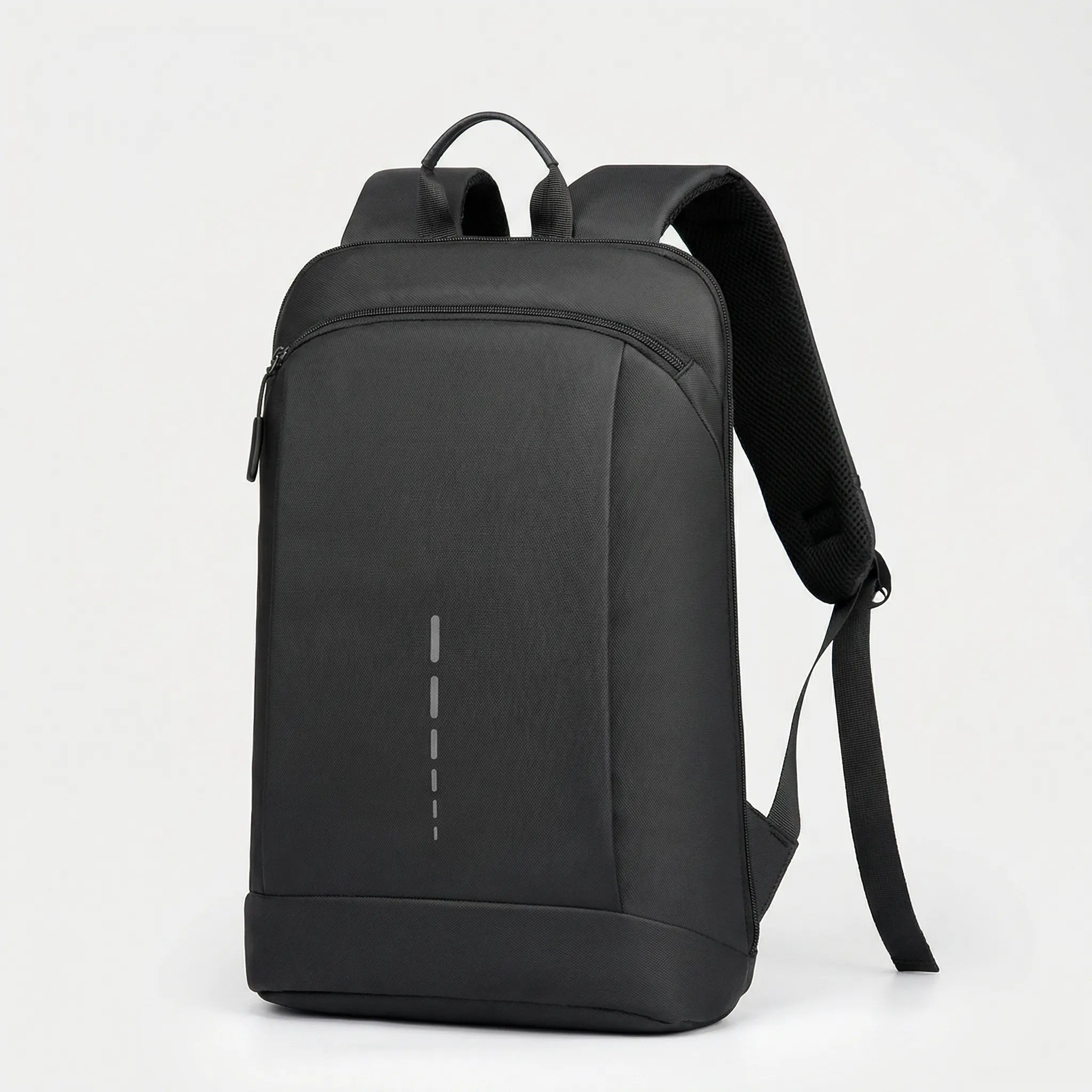 Slim Laptop-Rucksack wasserabweisend gepolsterte Schultergurte Schwarz