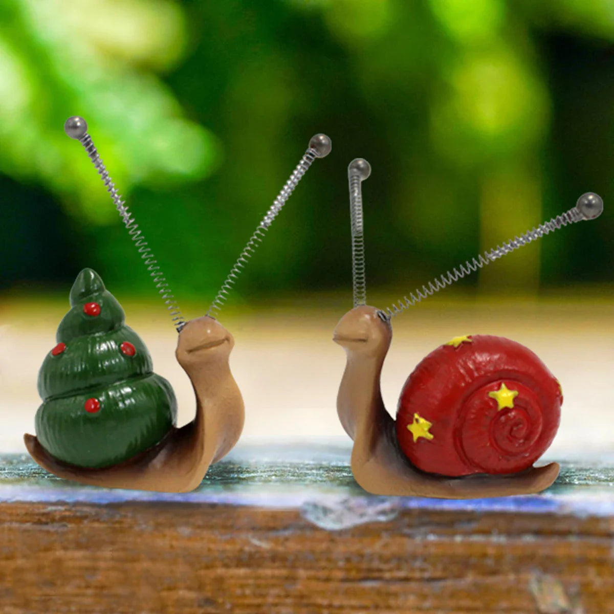 Mini-Schneckenfiguren handgemalt mit Spiralantennen für Blumentöpfe