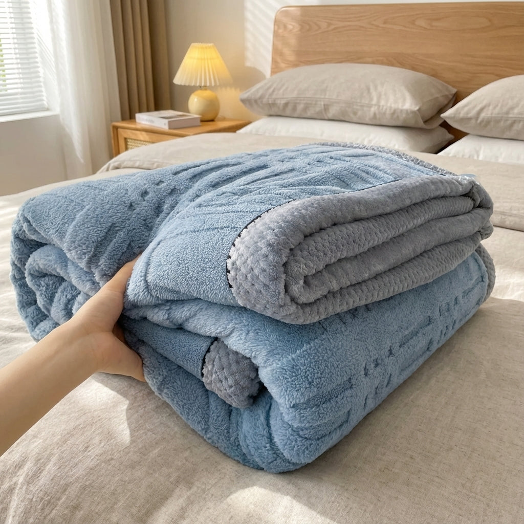 Ganzjahres-Kuscheldecke mit weicher strukturierter Oberfläche und antipiell-Behandlung