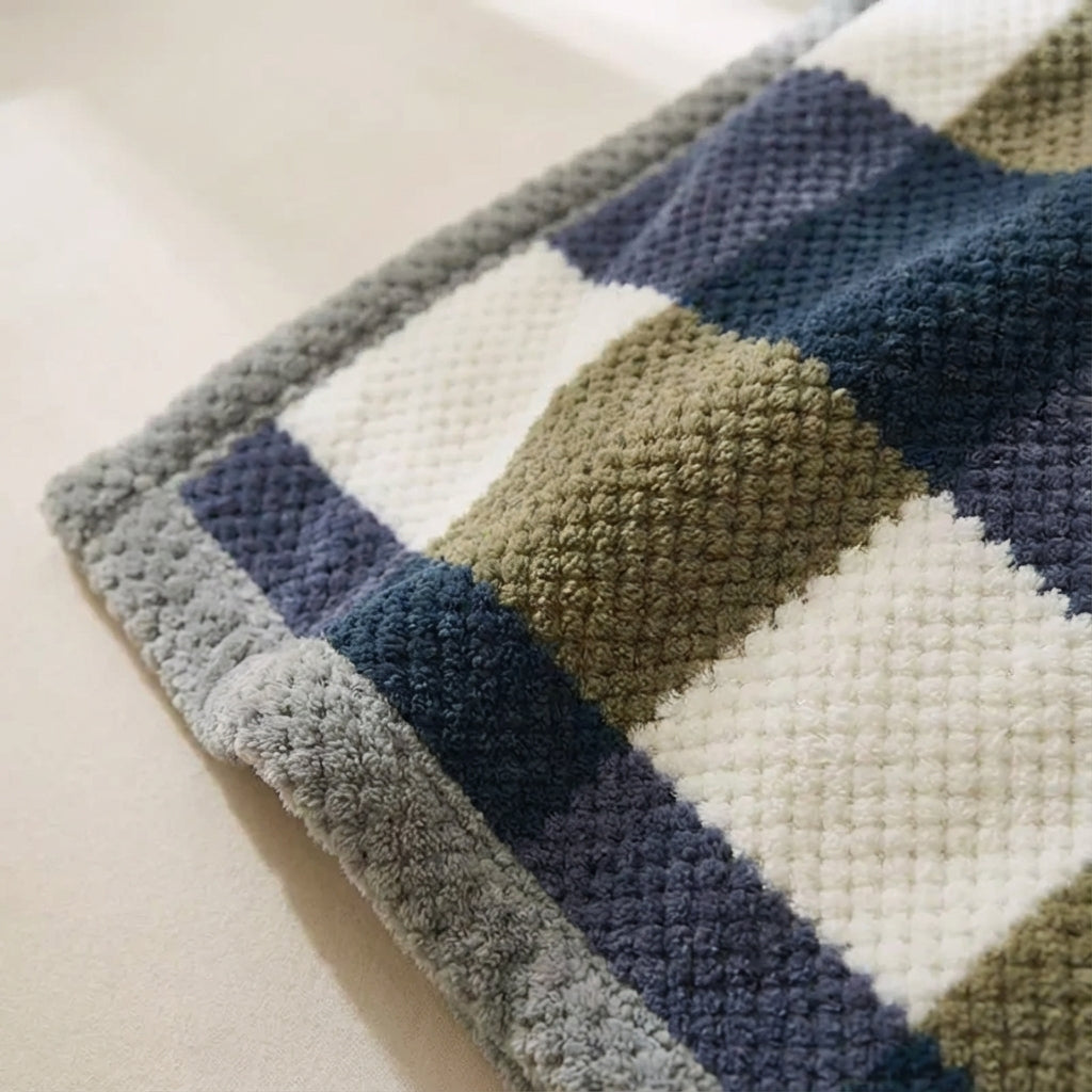 Gestrickte Wurfdecke Polyester Karomuster flauschig warm
