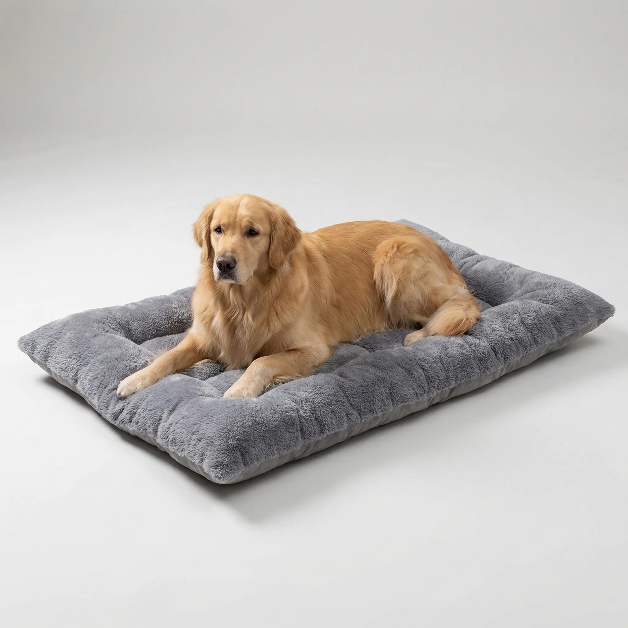 Extra großes, flaches Plüsch-Hundebett mit Steppung für alle Rassen