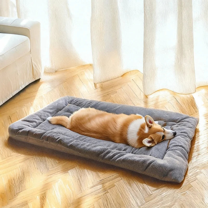 Extra großes, flaches Plüsch-Hundebett mit Steppung für alle Rassen
