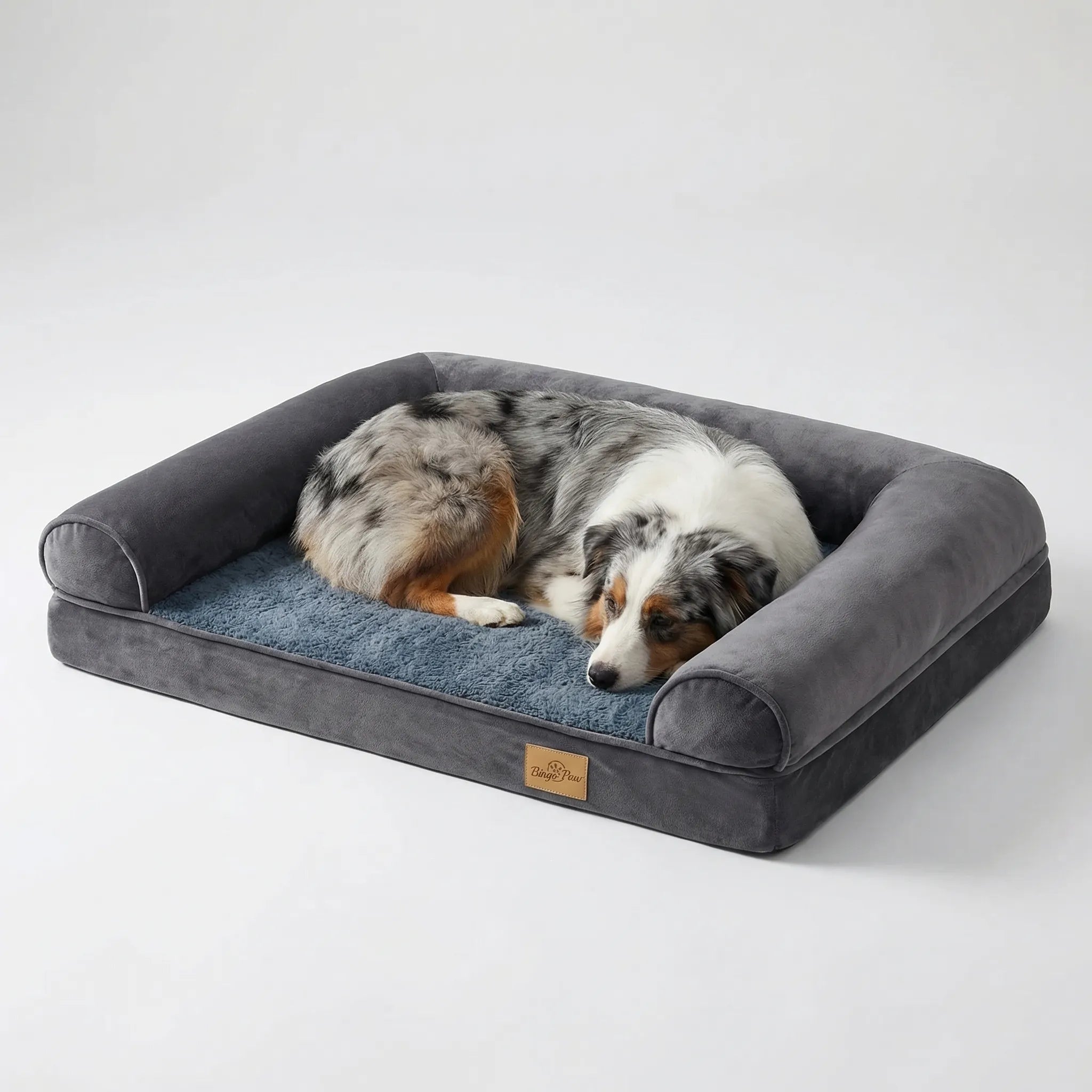 Orthopädisches Hundebett für große Hunde, waschbar, grau