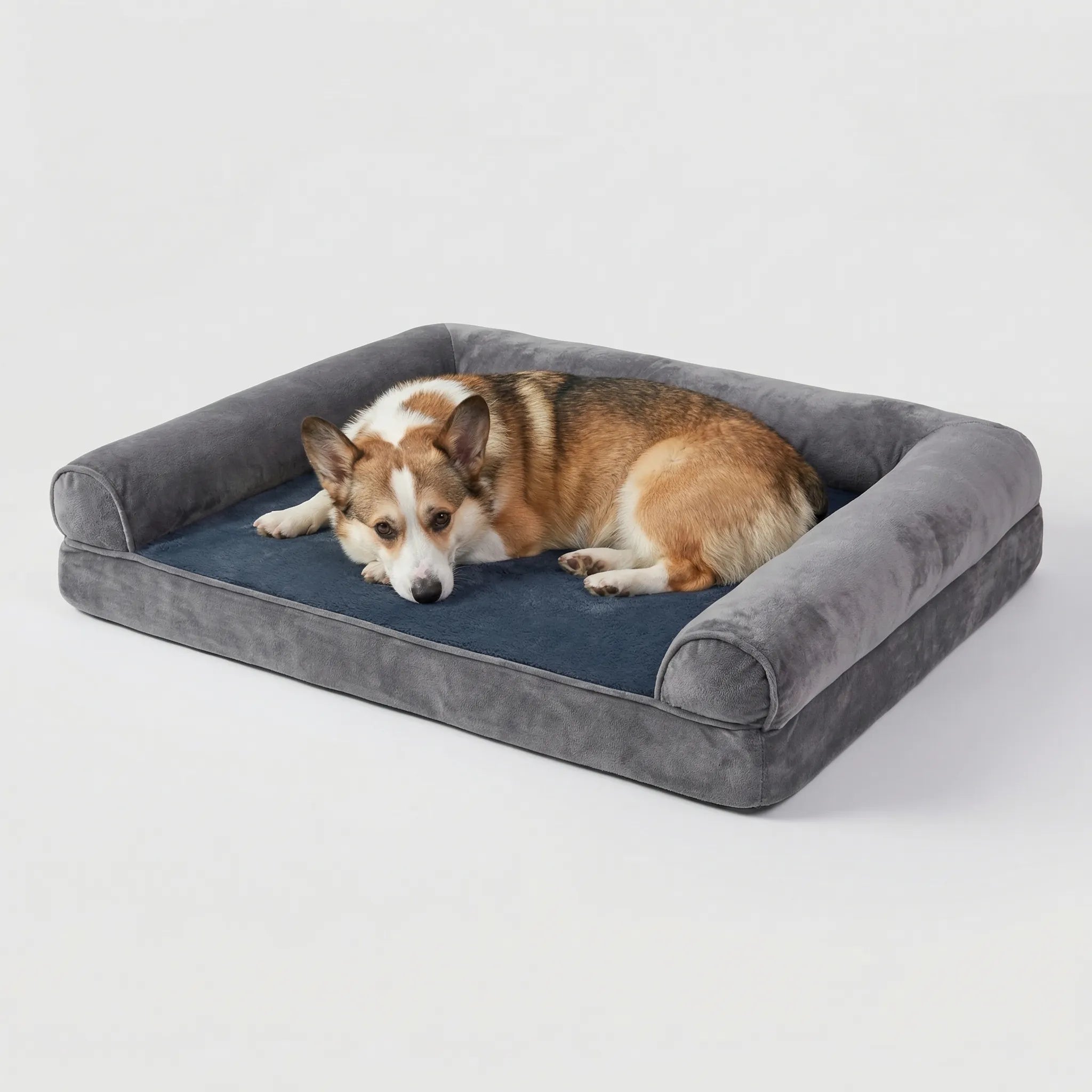 Orthopädisches Hundebett für große Hunde, waschbar, grau