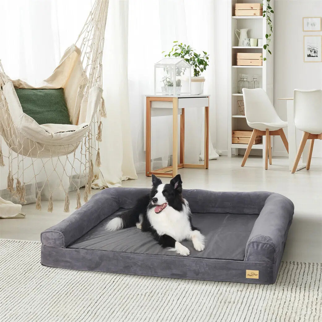 Orthopädisches Hundebett für große Hunde, waschbar, grau