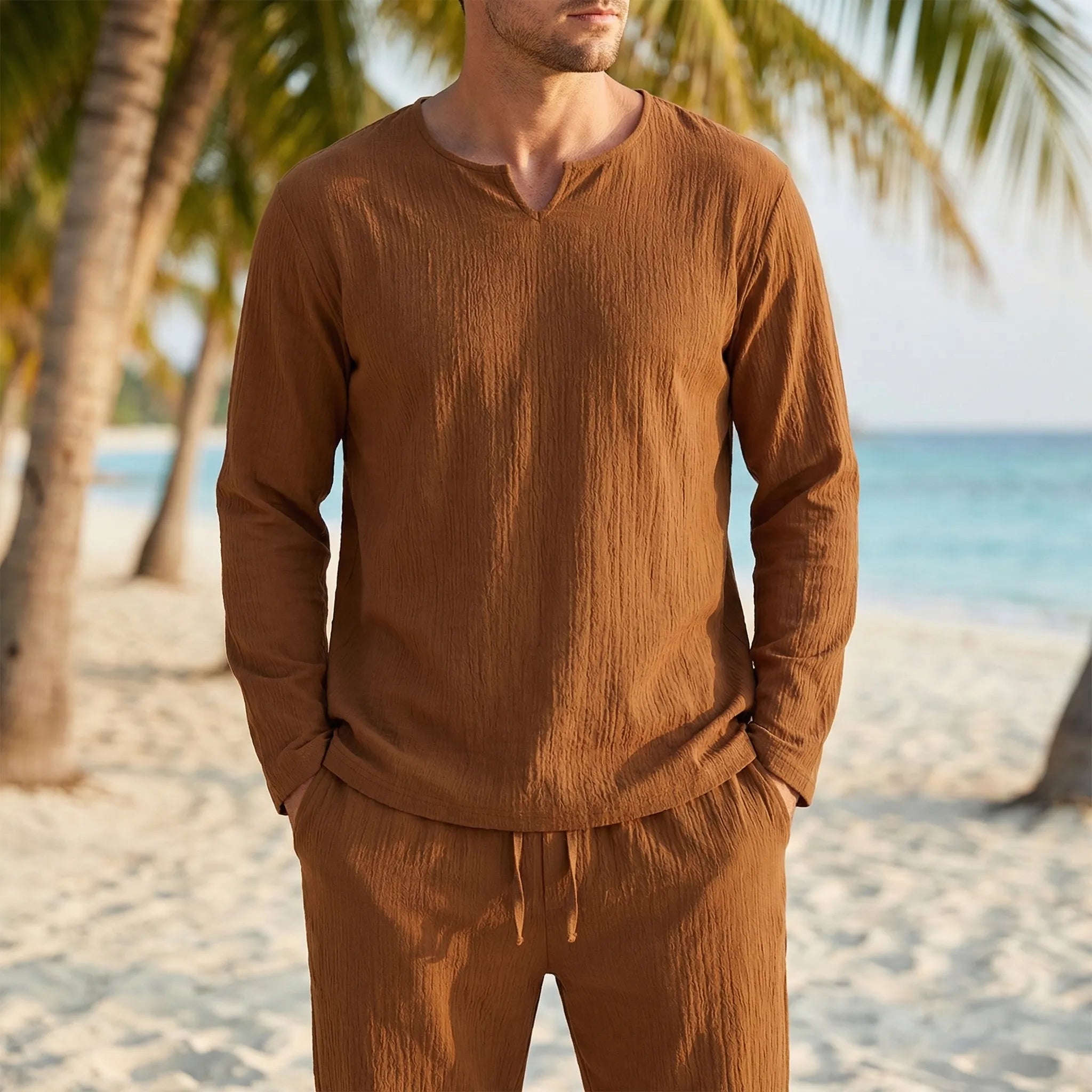 Herren-Lounge-Set atmungsaktiv Langarm-Oberteil und Hose lockere Passform