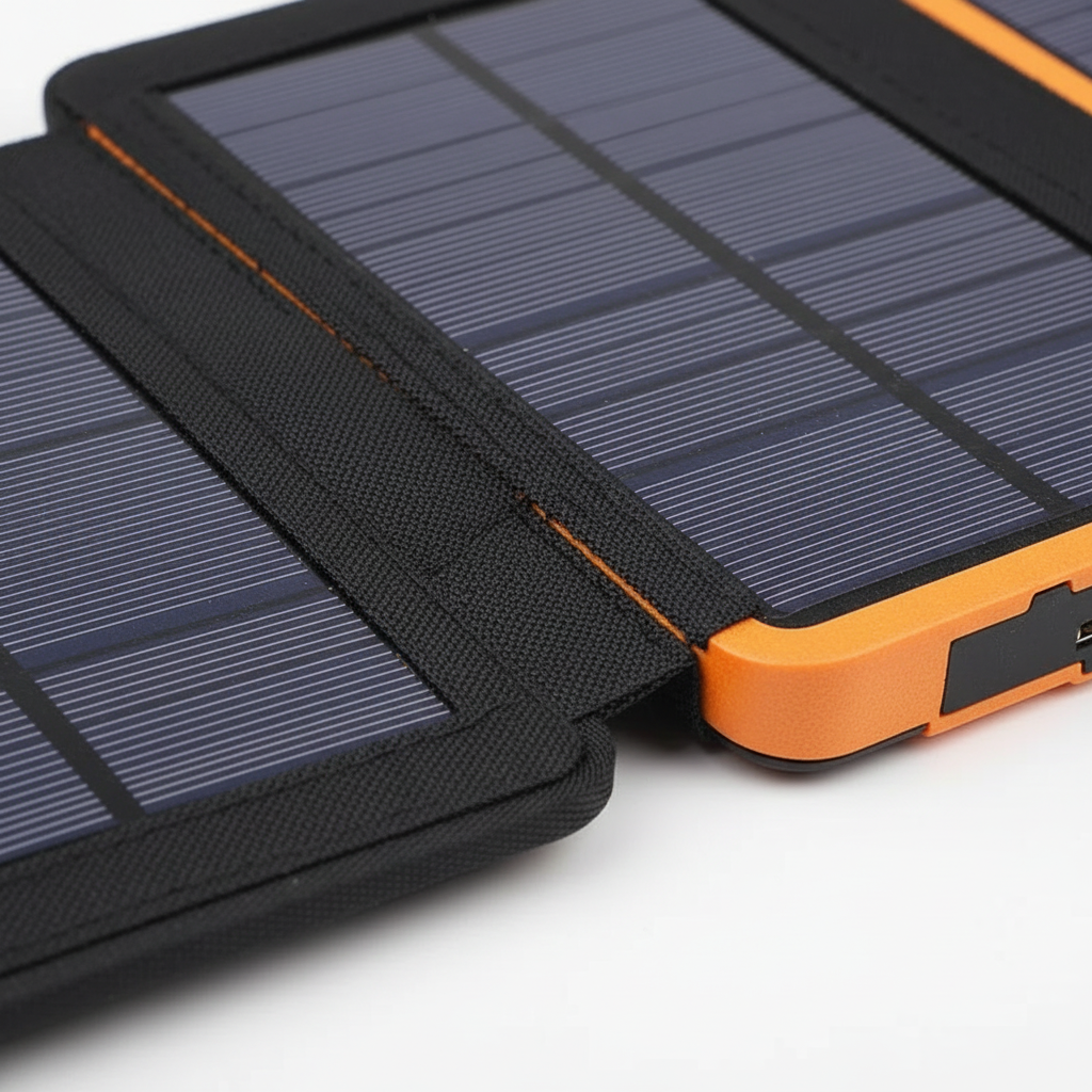 Faltbare Solarpowerbank mit klappbaren Panels und Metallgehäuse
