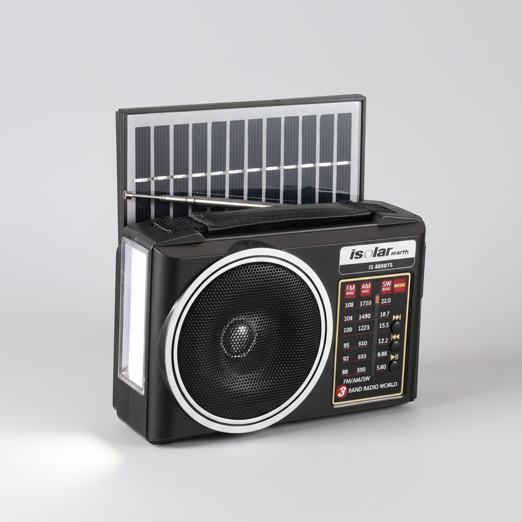 Tragbares Solarnotfallradio mit Bluetooth-Lautsprecher und LED-Taschenlampe