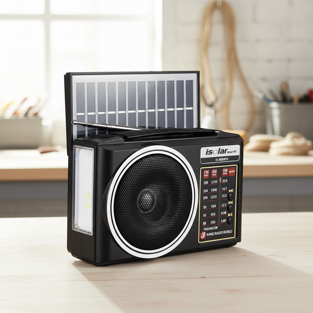 Tragbares Solarnotfallradio mit Bluetooth-Lautsprecher und LED-Taschenlampe