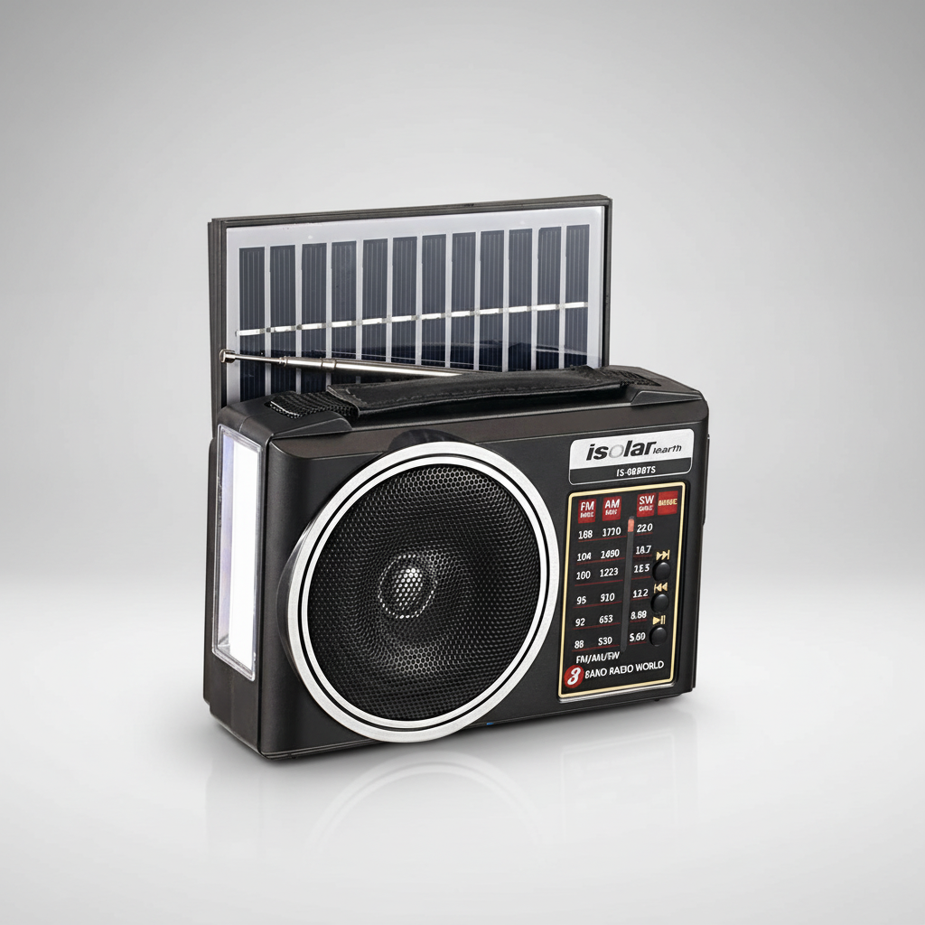 Tragbares Solarnotfallradio mit Bluetooth-Lautsprecher und LED-Taschenlampe