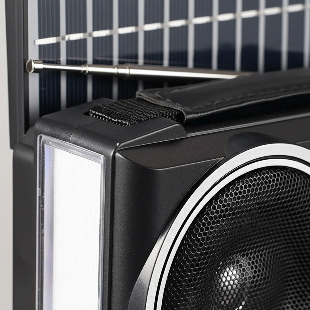 Tragbares Solarnotfallradio mit Bluetooth-Lautsprecher und LED-Taschenlampe