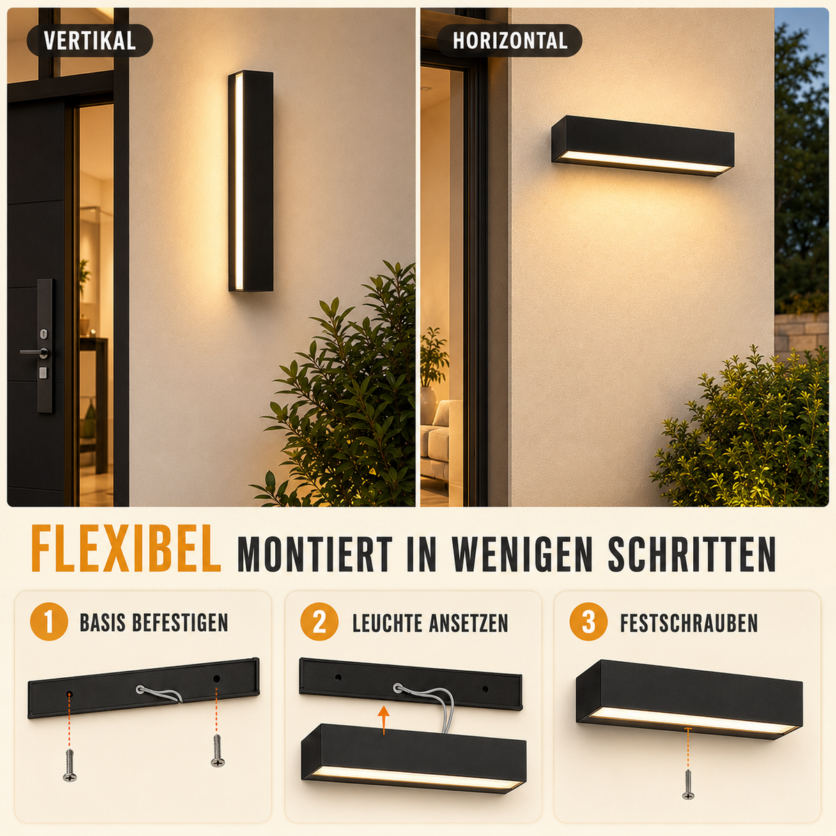 Nordspur | Solarbetriebene Wandleuchte