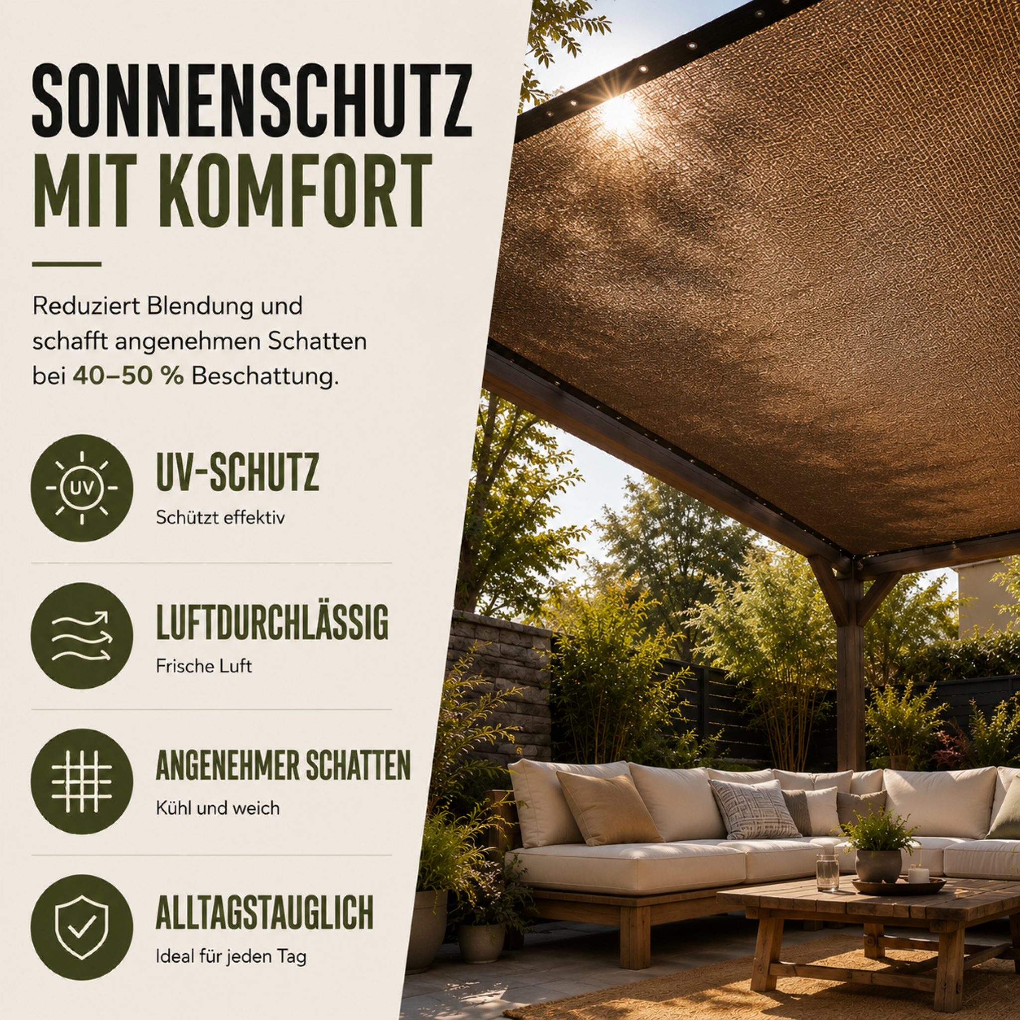 Nordspur | SolariMesh Outdoor-Sonnensegel
