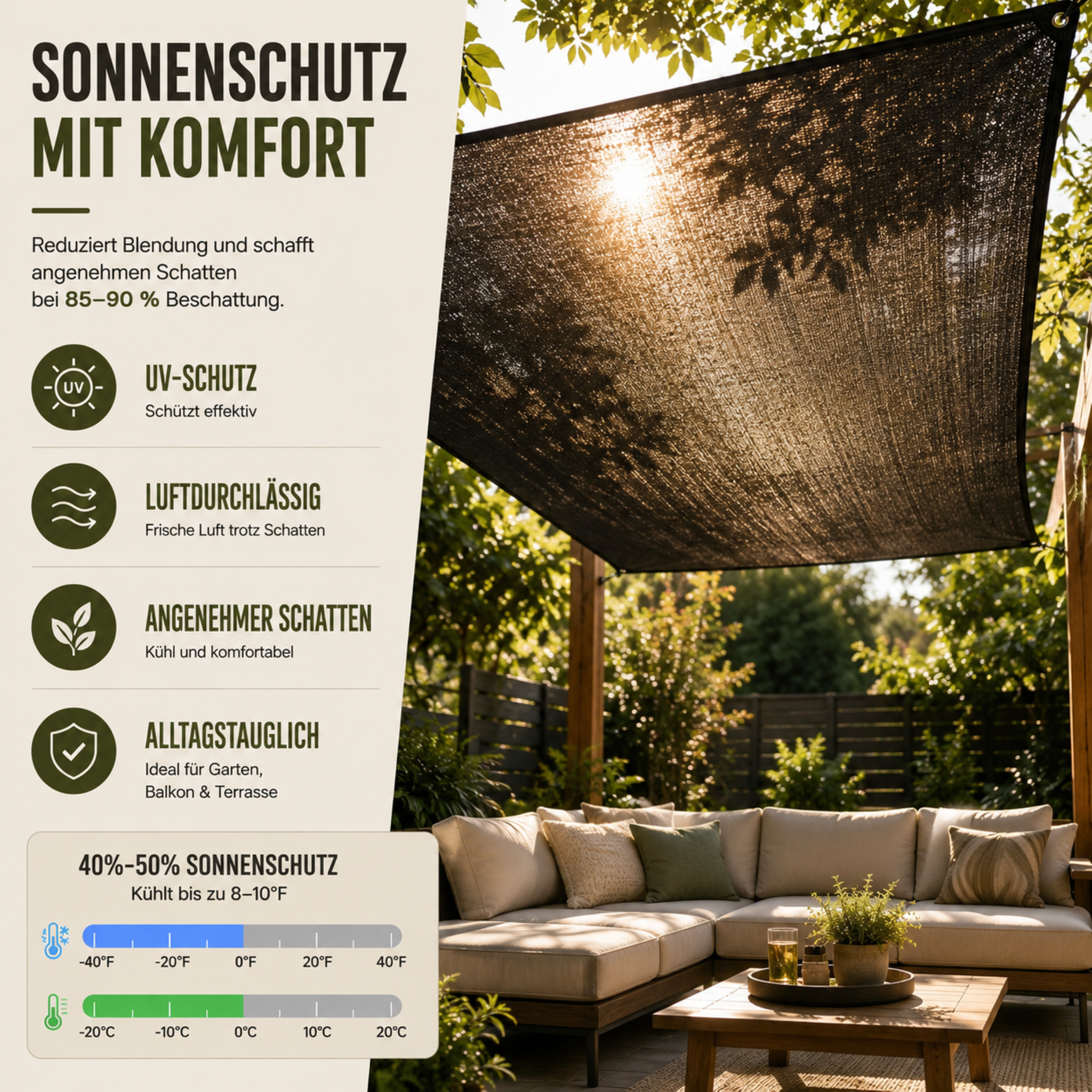 Nordspur | SolariMesh Outdoor-Sonnensegel
