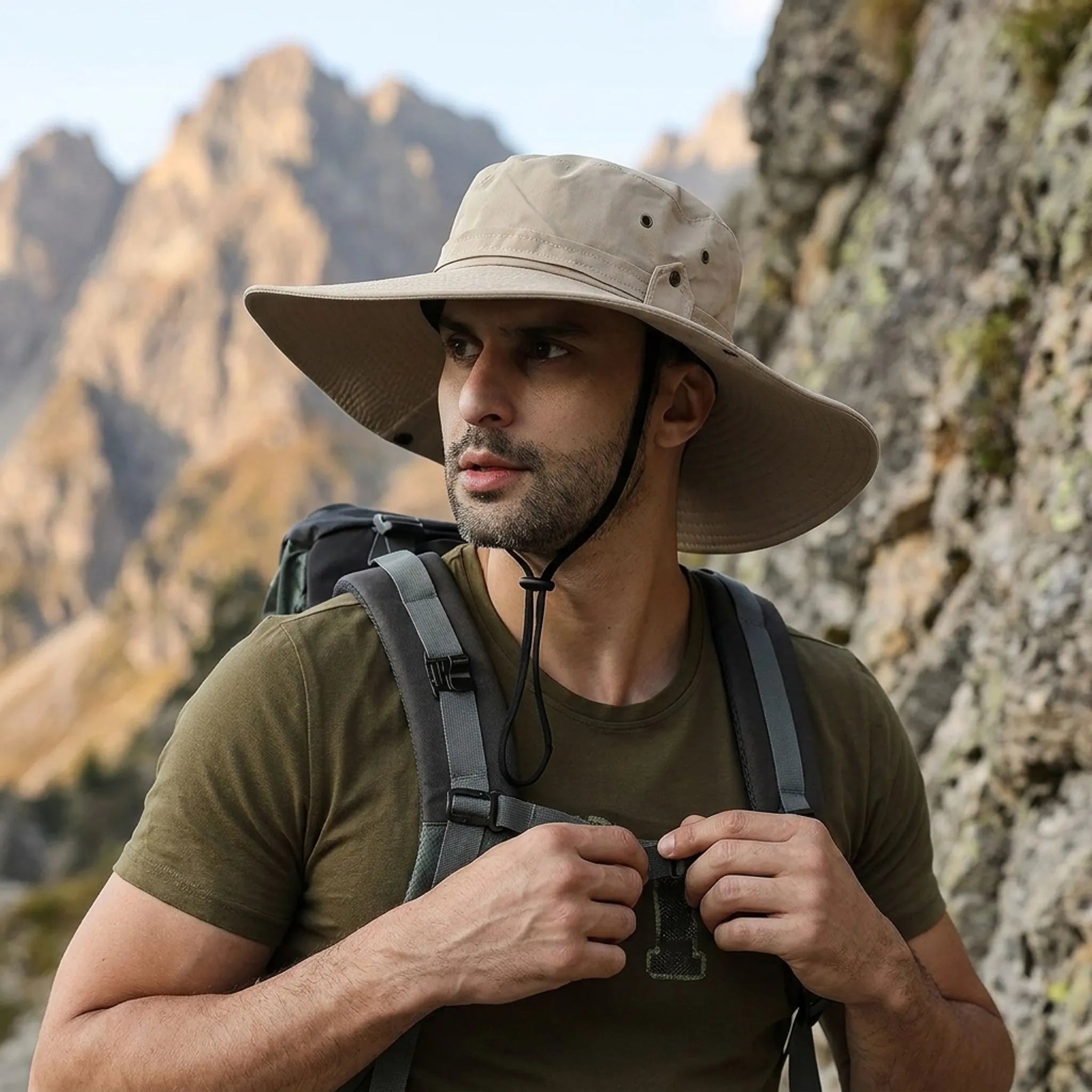 Breitkrempiger Sonnenhut leicht atmungsaktiv Outdoor Wandern Angeln