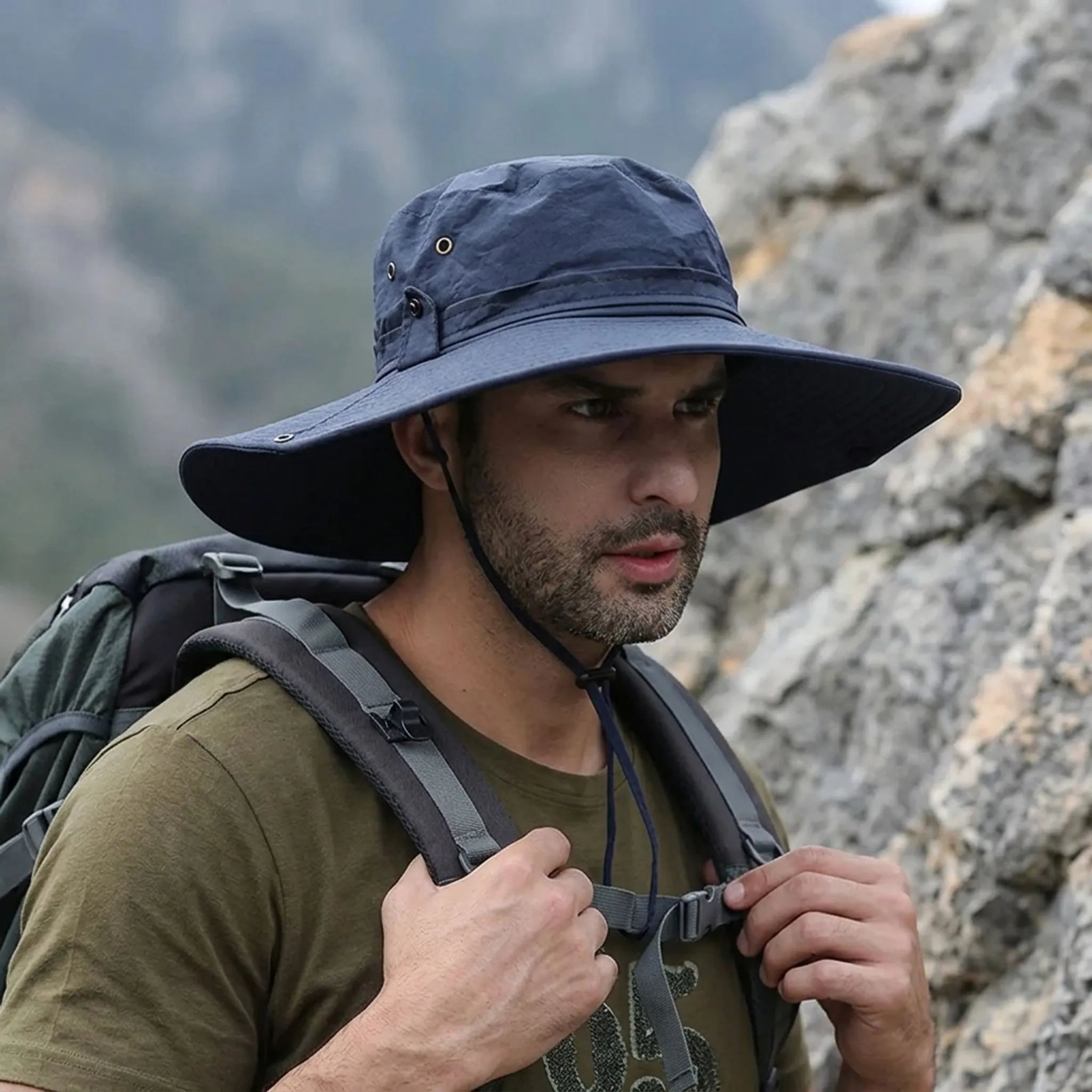 Breitkrempiger Sonnenhut leicht atmungsaktiv Outdoor Wandern Angeln