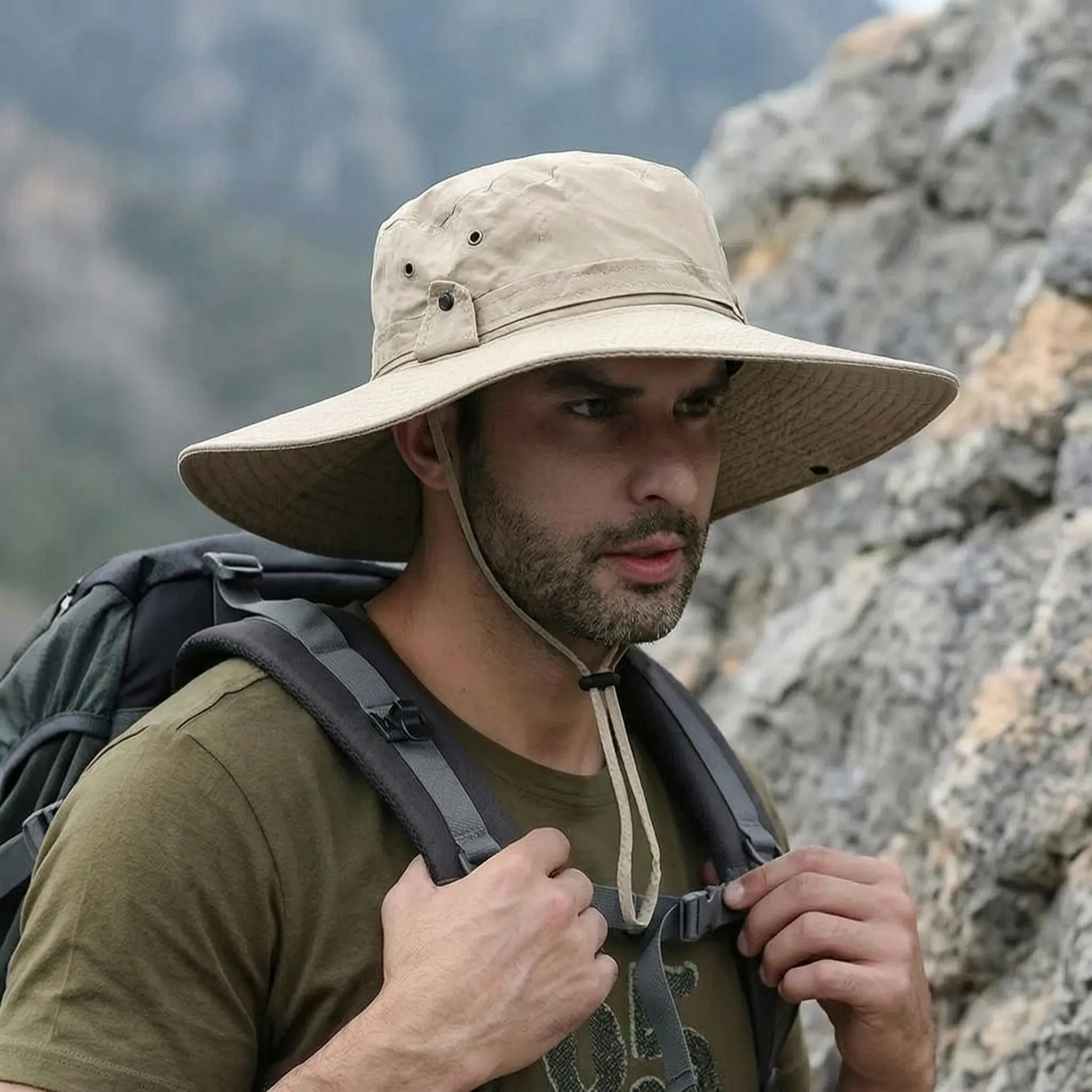 Breitkrempiger Sonnenhut leicht atmungsaktiv Outdoor Wandern Angeln