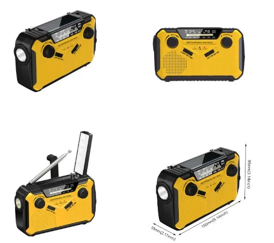 Tragbares Notfallradio mit Solarpanel und Handkurbel