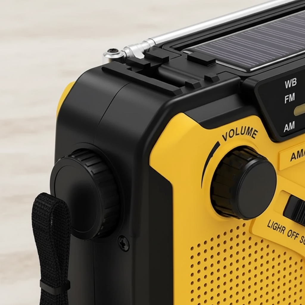 Tragbares Notfallradio mit Solarpanel und Handkurbel