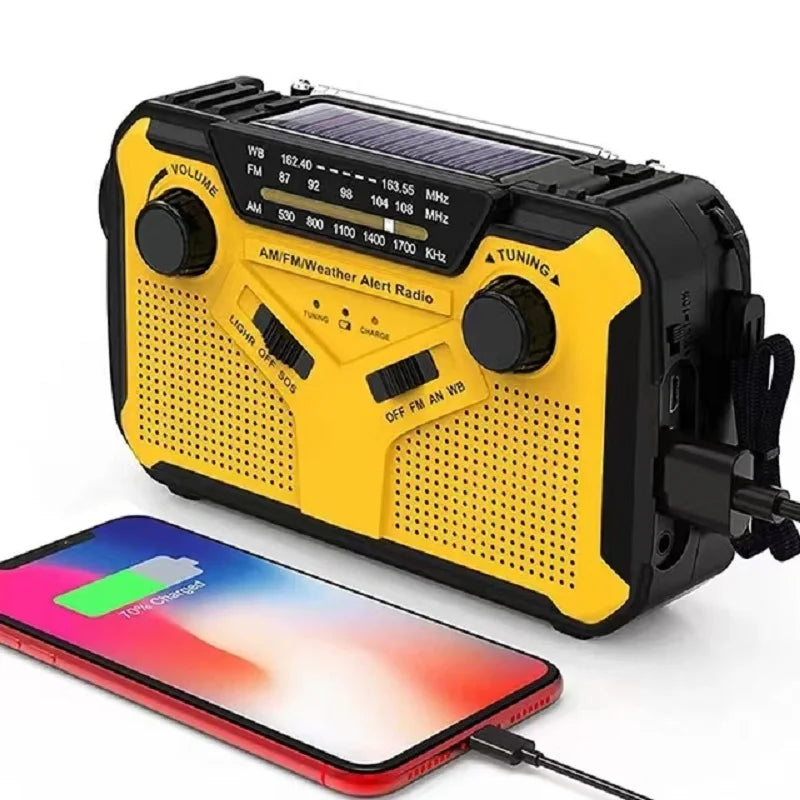 Tragbares Notfallradio mit Solarpanel und Handkurbel