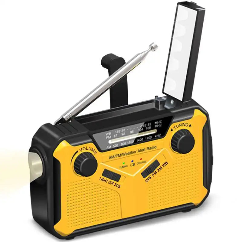 Tragbares Notfallradio mit Solarpanel und Handkurbel