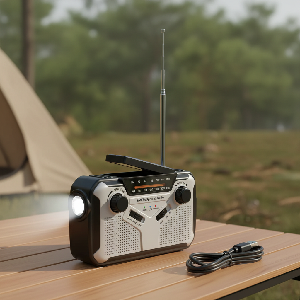Notfallradio mit Handkurbel und Solaraufladung