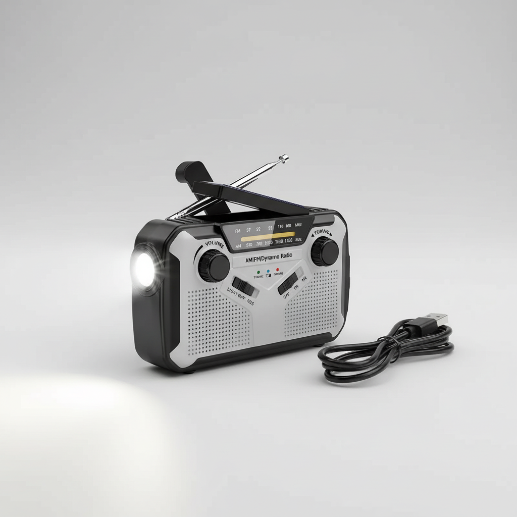 Notfallradio mit Handkurbel und Solaraufladung
