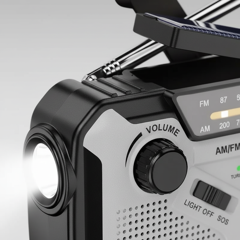 Notfallradio mit Handkurbel und Solaraufladung