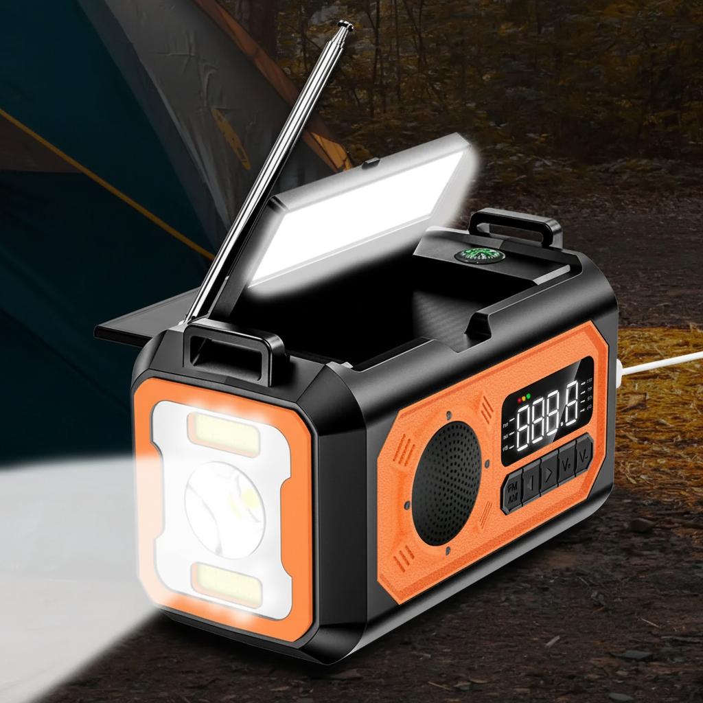 Tragbares Notfallradio mit Solarpanels Handkurbel und Leselampe