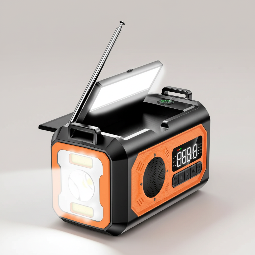 Tragbares Notfallradio mit Solarpanels Handkurbel und Leselampe