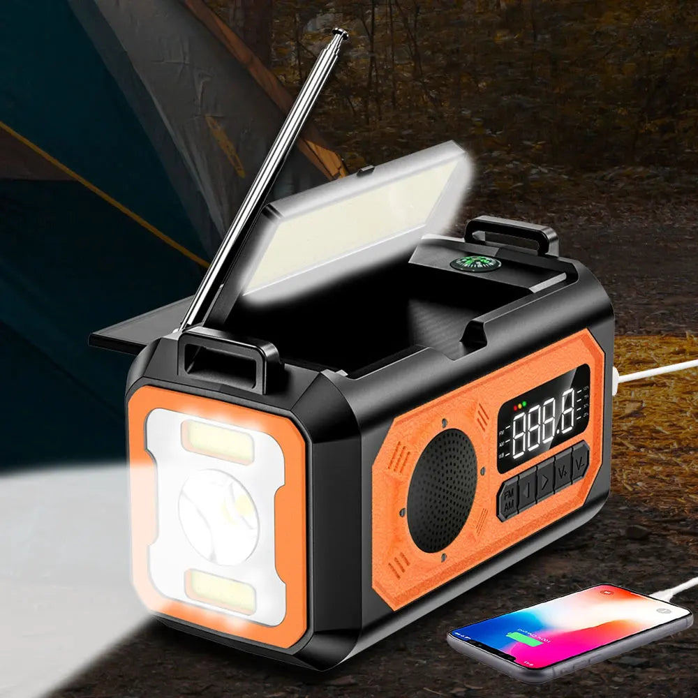 Tragbares Notfallradio mit Solarpanels Handkurbel und Leselampe