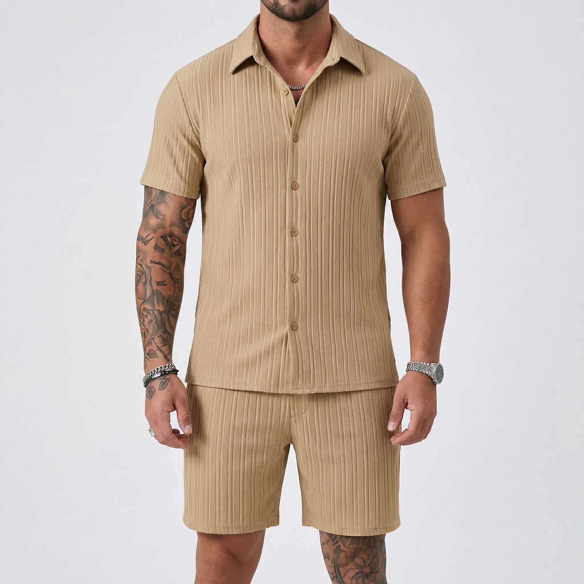 Herren Sommer Set Poloshirt Shorts atmungsaktiv leicht