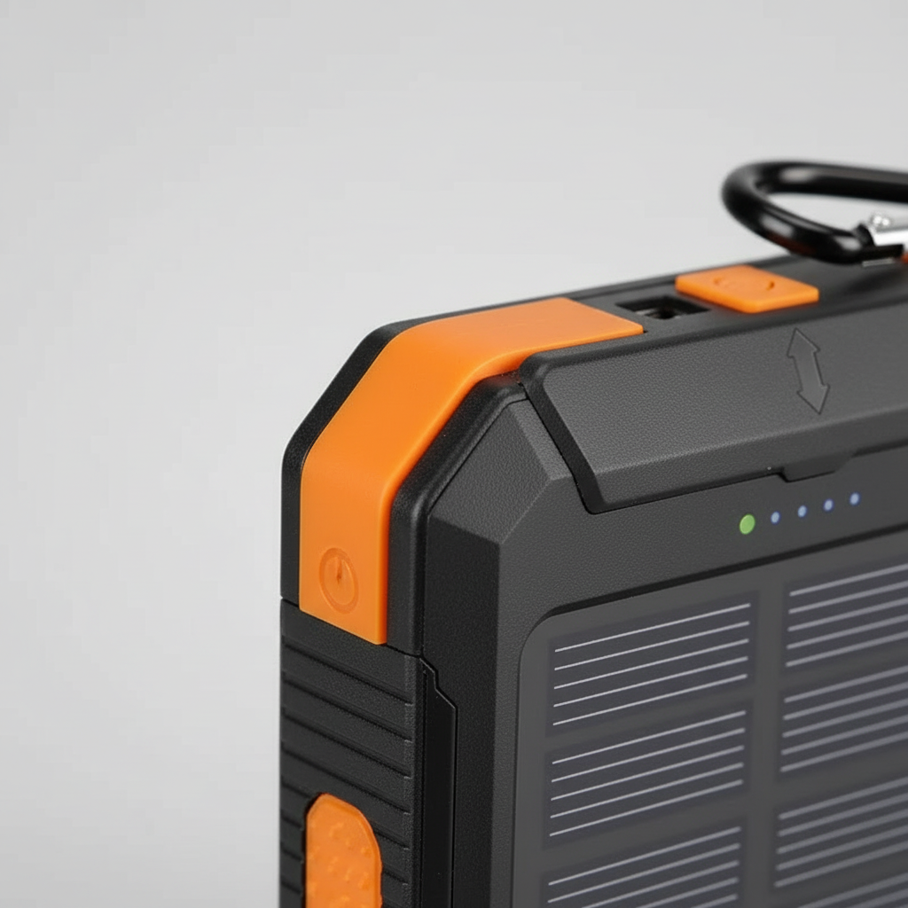 Tragbare Solar-Powerbank 20000mAh mit LED-Taschenlampe und Schnellladung