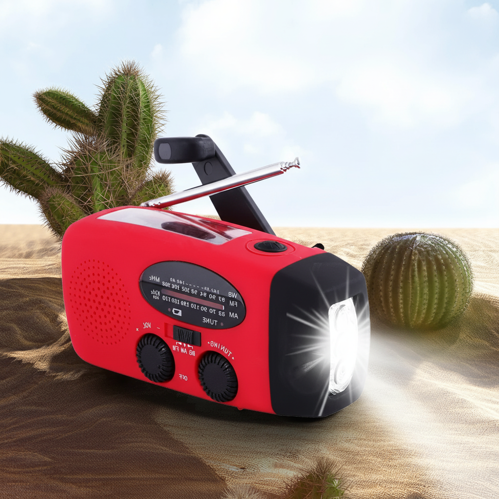 Notfallradio tragbar Solarpanel USB-Ladung Handkurbel LED-Leuchte