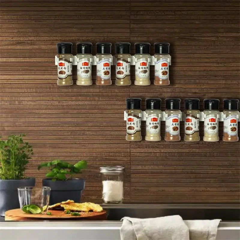 Gewürzglas-Halter Wandmontage grau platzsparend Küchenorganisation