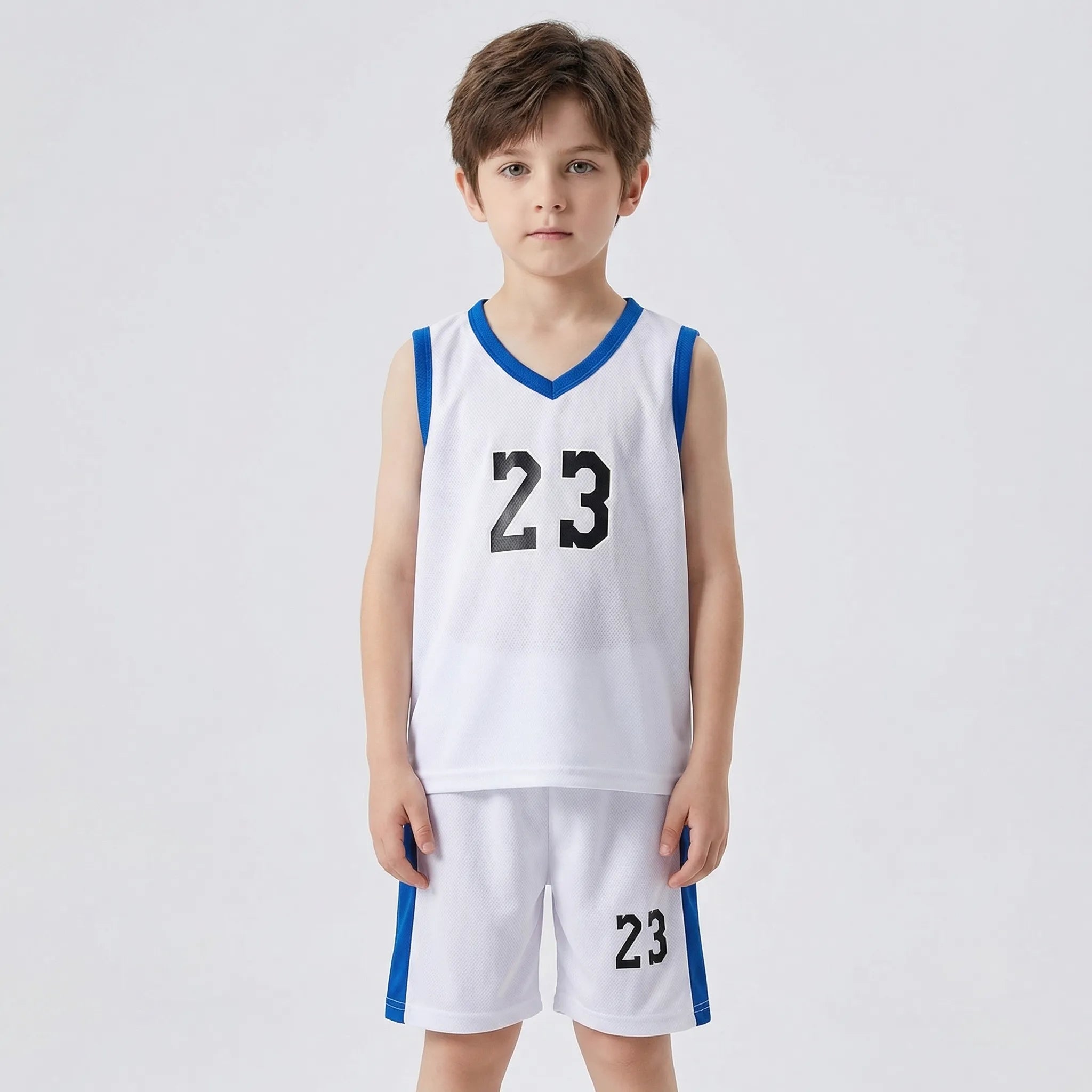 Kinder Sport-Set Weste und Shorts atmungsaktiv schnelltrocknend mit Zahlendruck