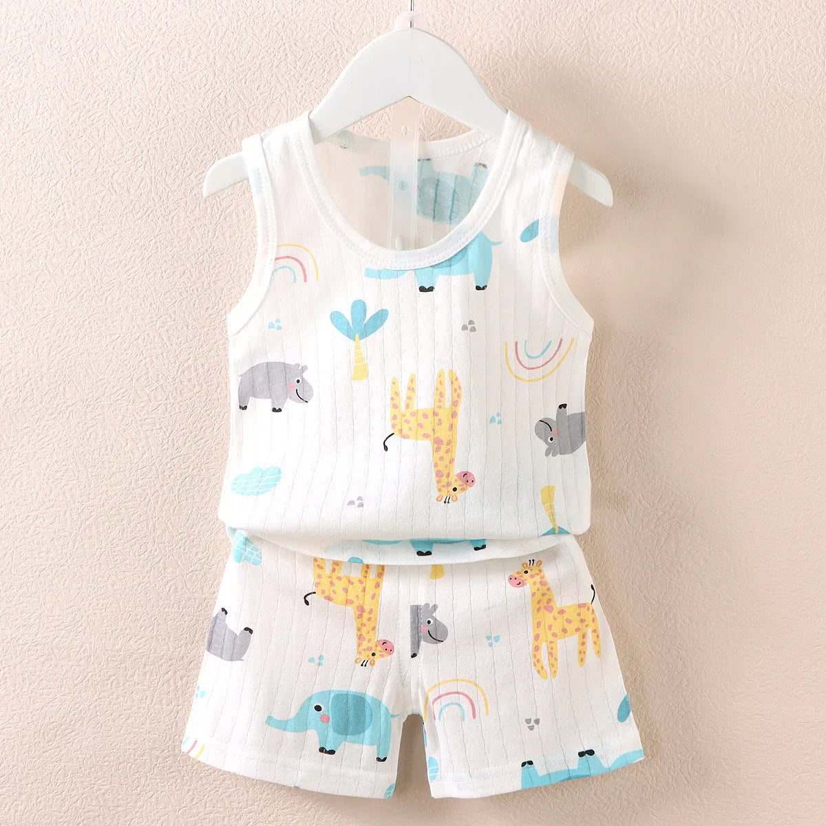 Kinder Sommer Set mit Cartoon-Print ärmelloses Oberteil und Shorts
