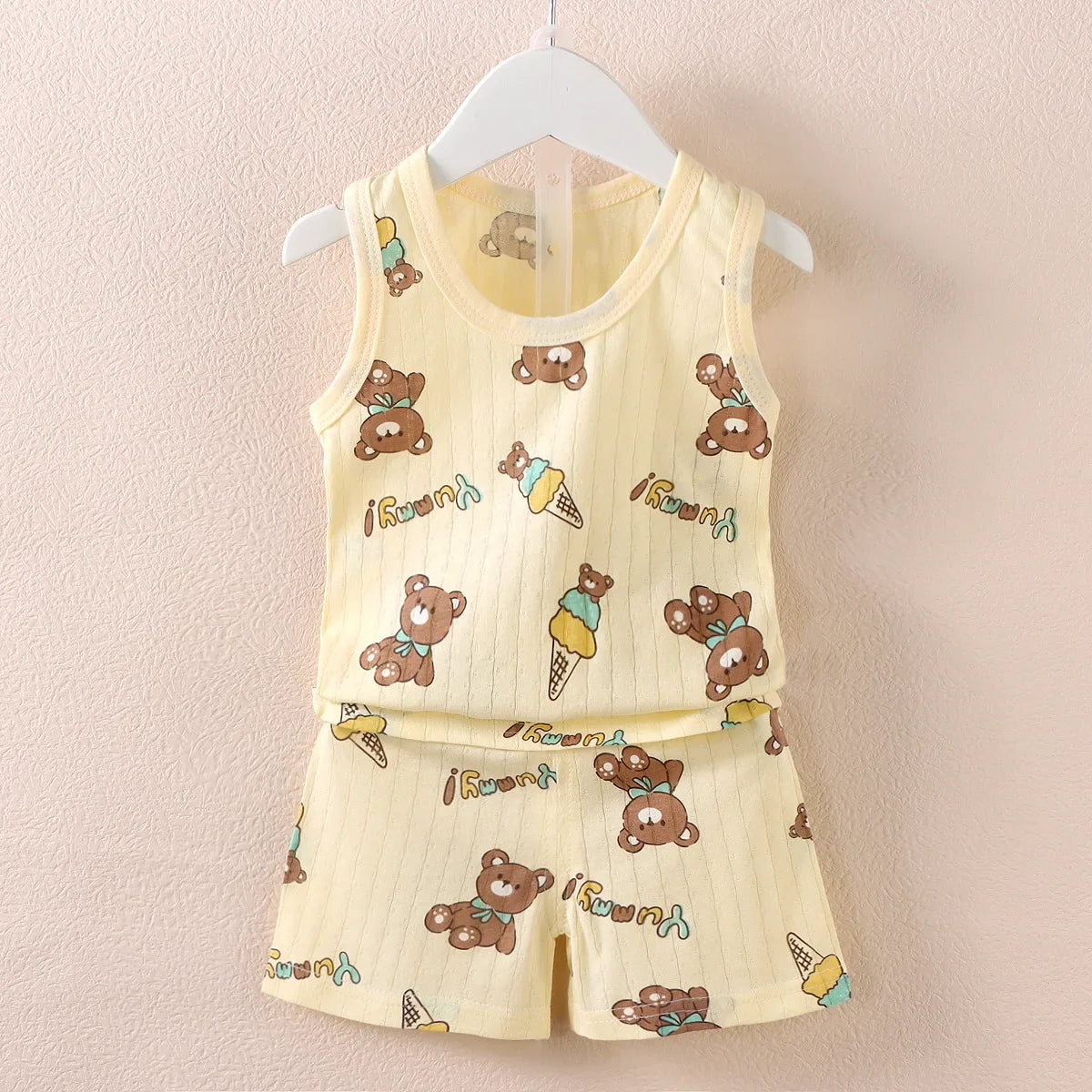 Kinder Sommer Set mit Cartoon-Print ärmelloses Oberteil und Shorts