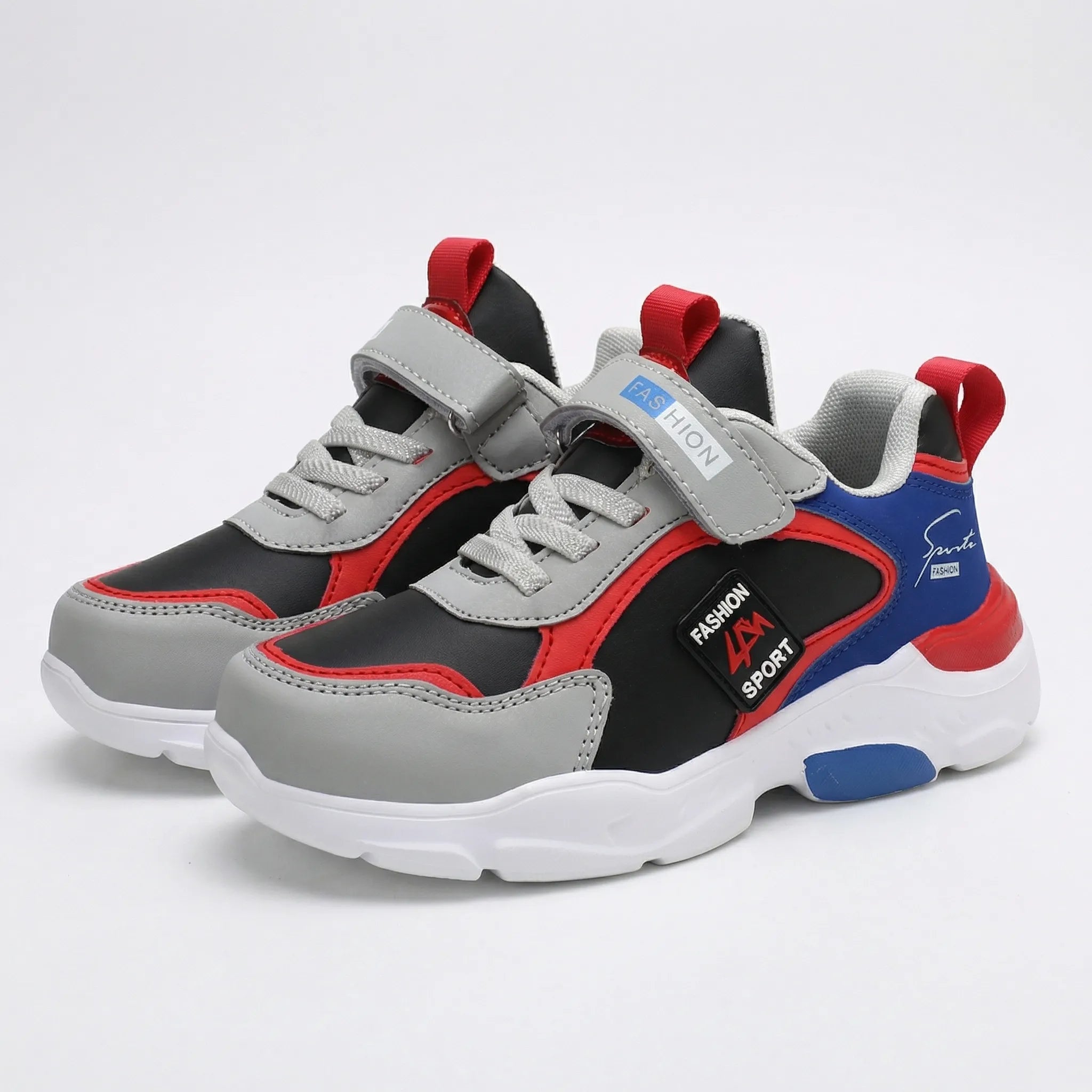 Jungen-Sportschuhe atmungsaktiv Klettverschluss gepolsterte Sohle