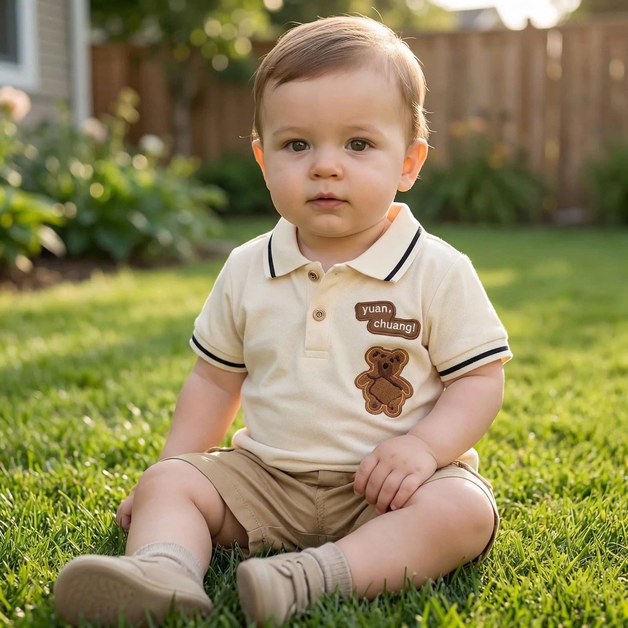 Baby Sommer Set Jungen T-Shirt Shorts Cartoon Print atmungsaktiv
