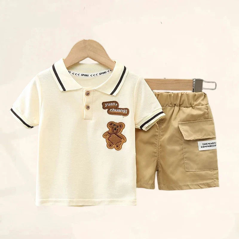 Baby Sommer Set Jungen T-Shirt Shorts Cartoon Print atmungsaktiv